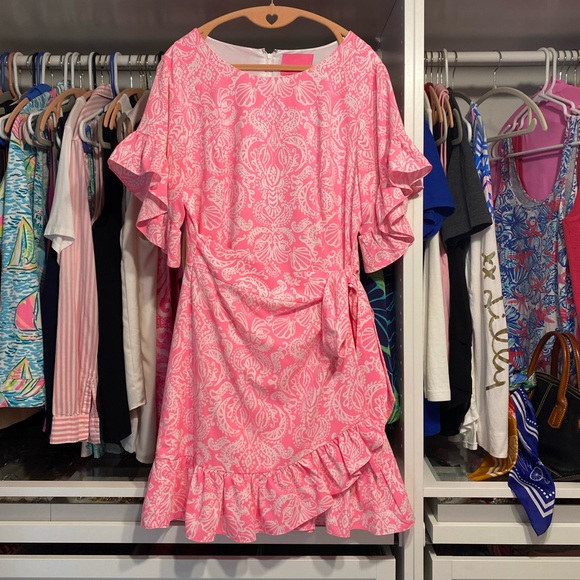 Lilly Pulitzer Dresses & Skirts - Lilly Pulitzer Pink Ruffled Wrap Sundress